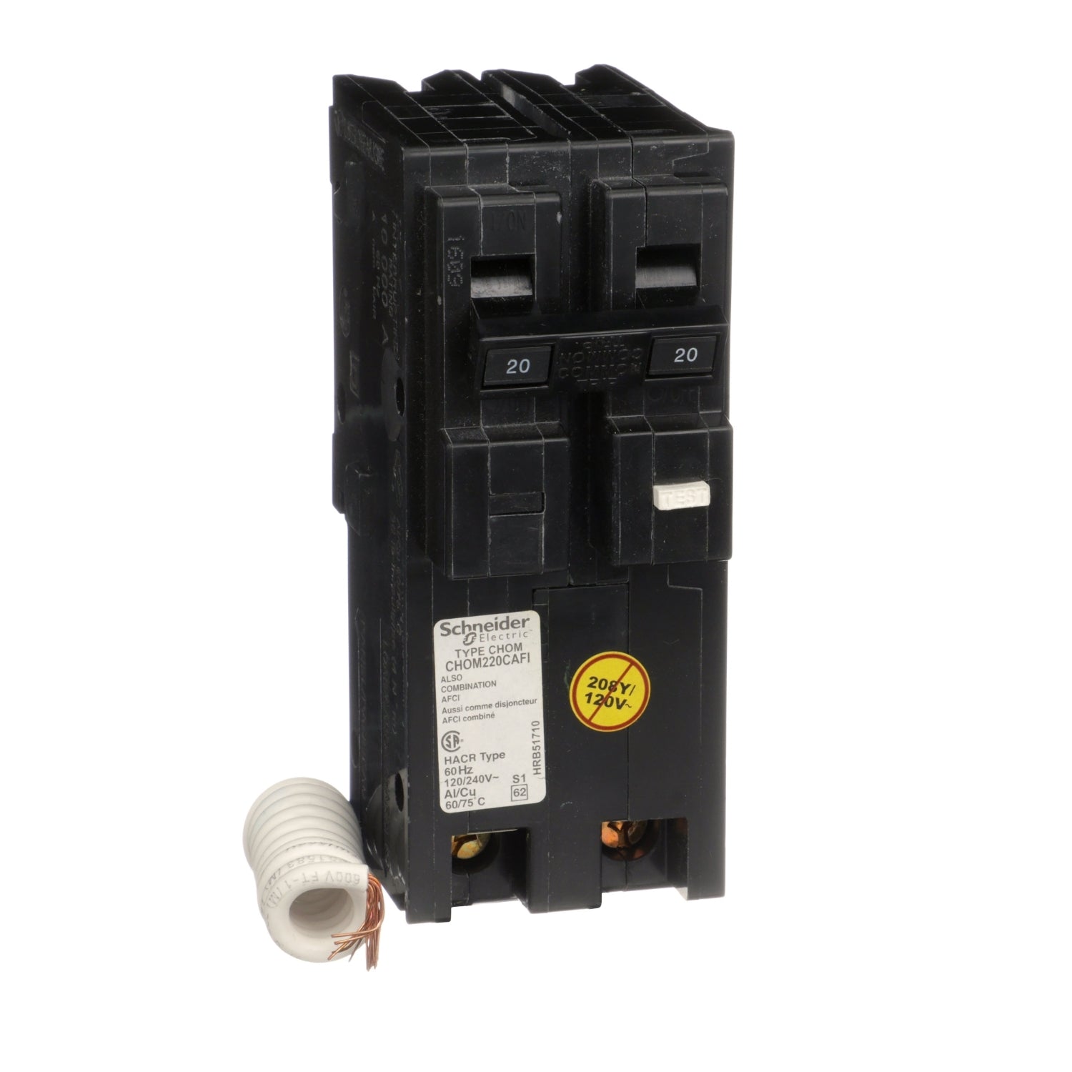 CHOM220CAFI HOMELINE ARC FAULT CIRCUIT BREAKER 120/240V 20A 2P PLUG-ON CAFI