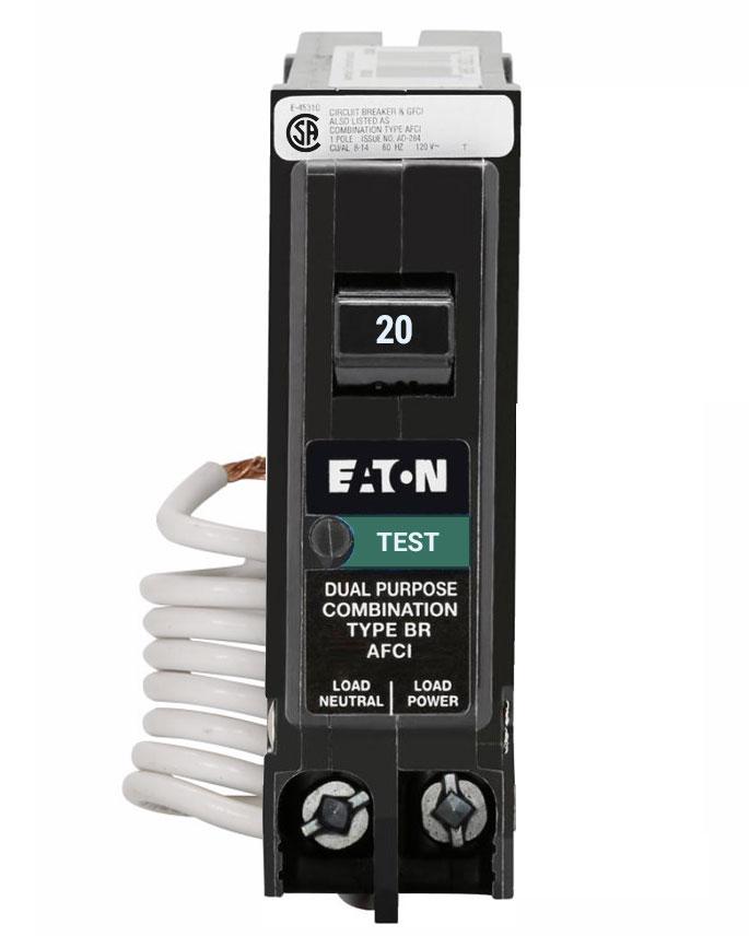 BRN120AFC - Eaton Cutler-Hammer 20 Amp Single Pole Combination Arc Fault (AFCI) Circuit Breaker