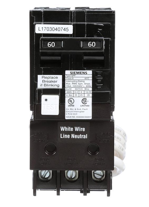 QF260A - Siemens 60 Amp Double Pole 240 Volt GFCI Circuit Breaker