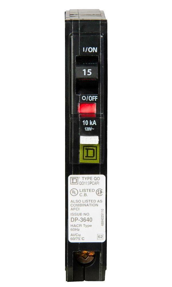 QO115PCAFI - Square D 15 Amp Single Pole Arc Fault (AFCI) Circuit Breaker