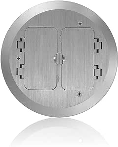 805549-S-D 2G Round Floor Receptacle, 20A Duplex, stainless steel
