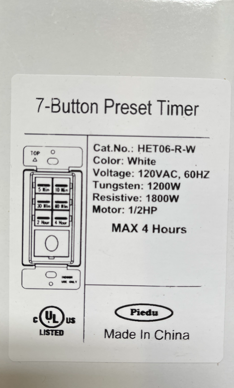 7 Button Preset Timer HET06A-R