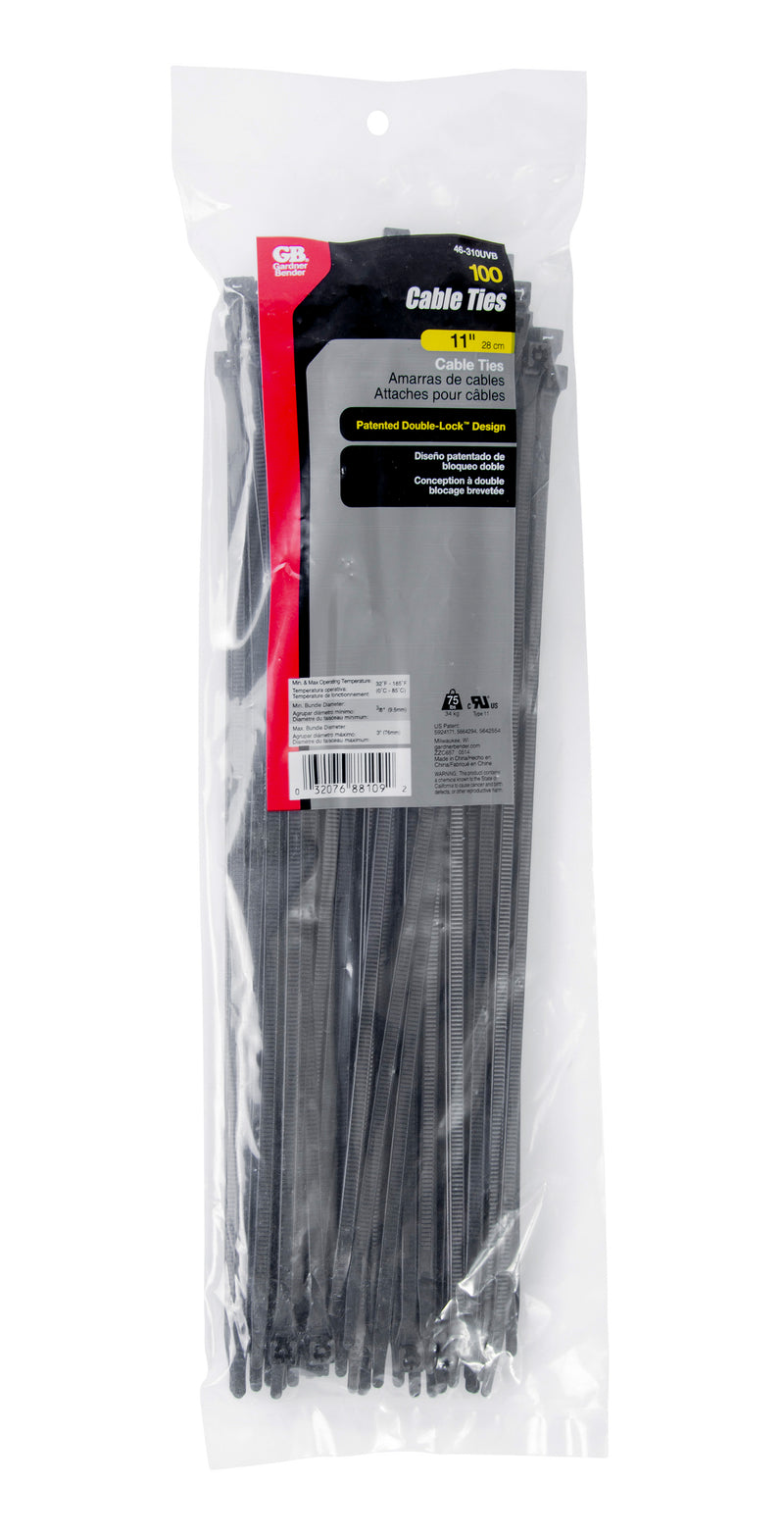 11" Black Cable Tie 100/bag 46-310UVB
