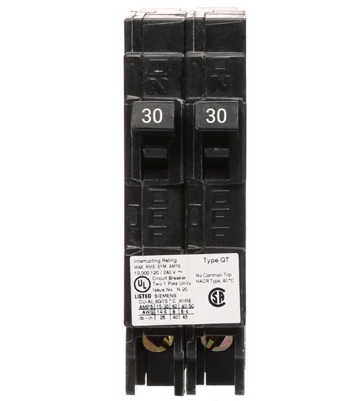 Q3030NC - Siemens Tandem 30/30 Amp Single Pole Circuit Breaker