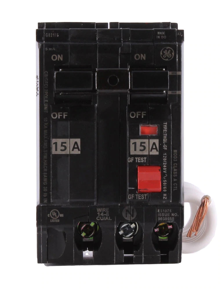 GE 15 Amp Double Pole GFCI Breaker